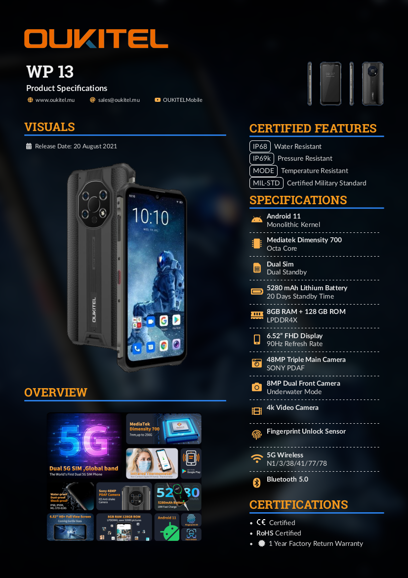 Oukitel Wp Rugged Phone Military Mobiles